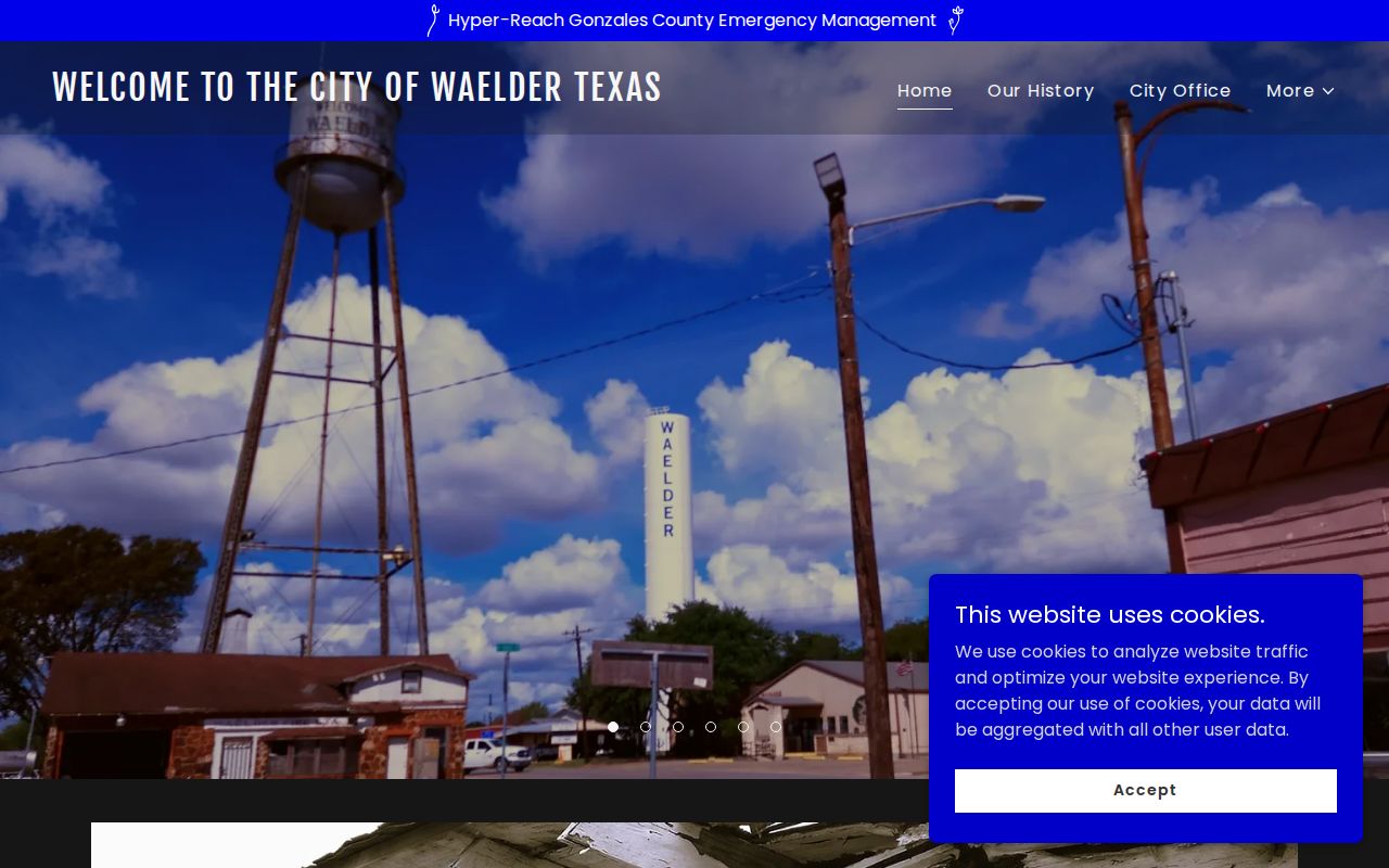 Official City of Waelder website and municipal navigation